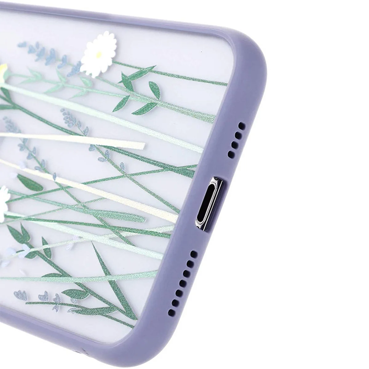 TPU + PC чохол Picture Color Buttons full camera для Apple iPhone 12 Pro Max (6.7 ") Lavender Grey / Квіти