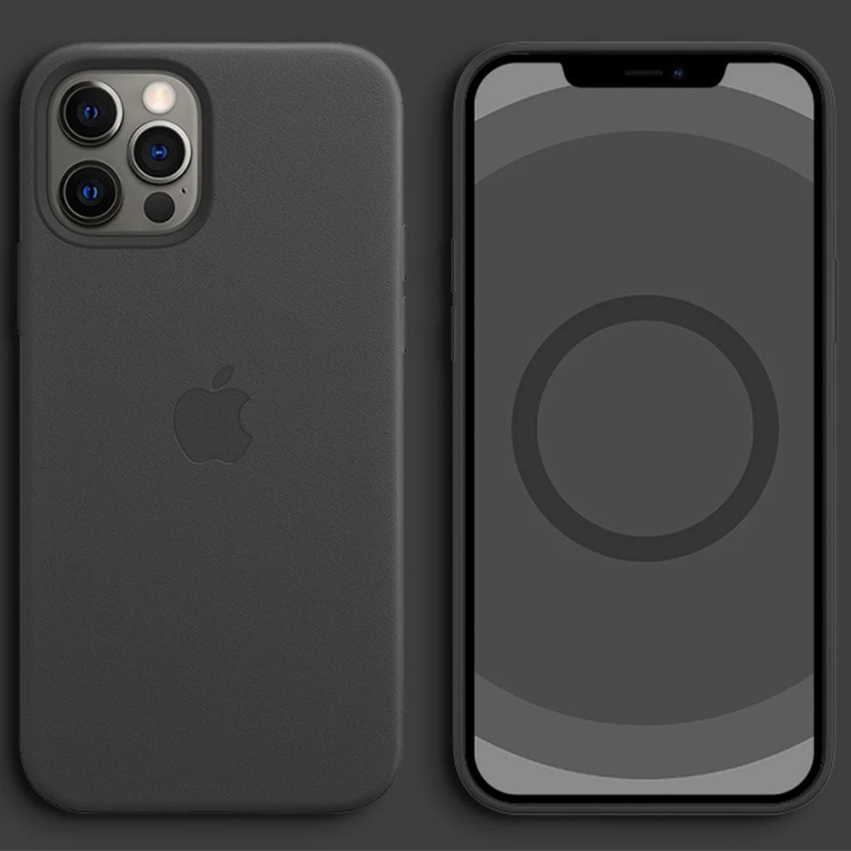 Шкіряний чохол Leather Case (AAA) з MagSafe and Animation для Apple iPhone 12 Pro Max (6.7") Black