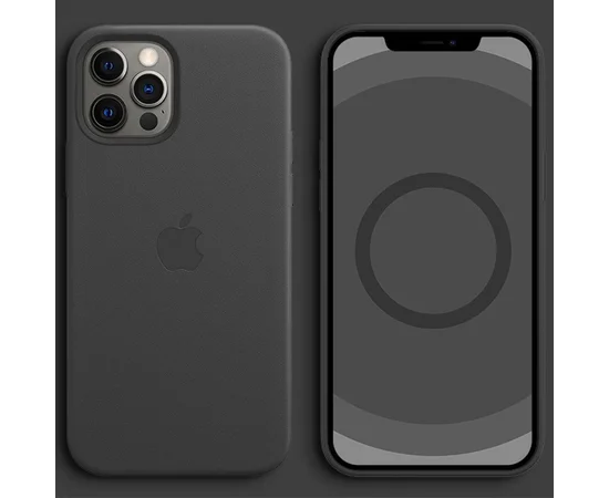 Кожаный чехол Leather Case (AAA) with MagSafe and Animation для Apple iPhone 12 Pro Max (6.7") Black
