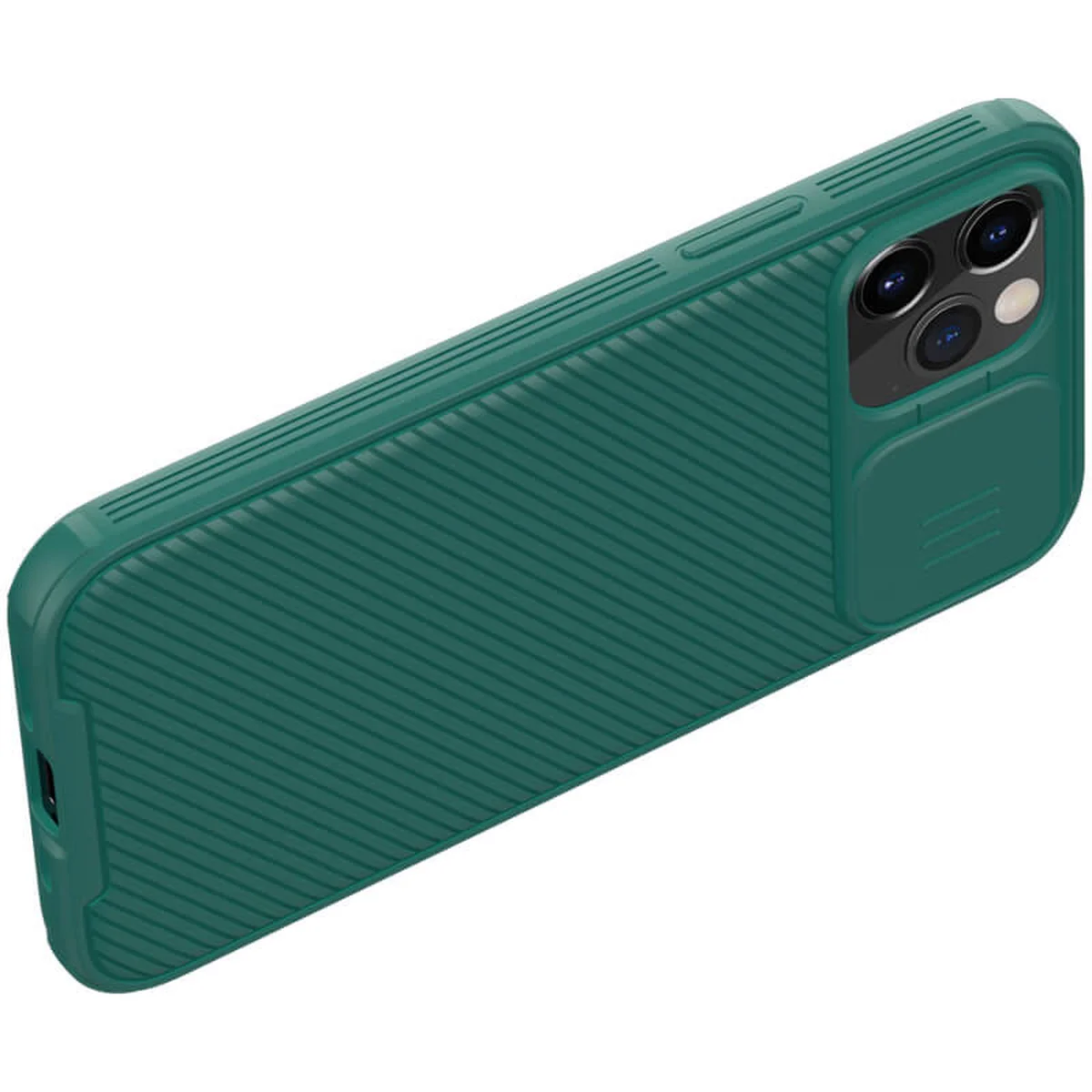 Карбоновая накладка Nillkin Camshield (шторка на камеру) для Apple iPhone 12 Pro Max (6.7") Зеленый / Dark Green