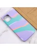 Чехол Silicone case full Aquarelle для Apple iPhone 12 Pro Max (6.7") Бирюзово-сиреневый