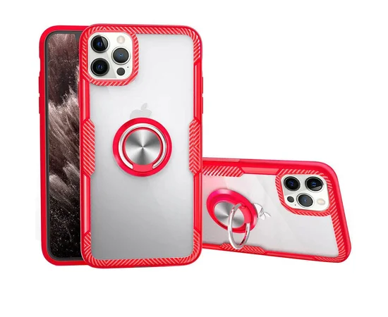 TPU+PC чехол Deen CrystalRing for Magnet (opp) для Apple iPhone 12 Pro Max (6.7") Бесцветный / Красный