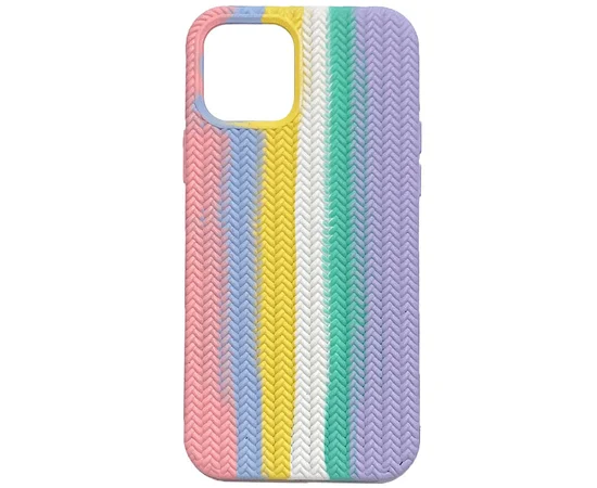 Чехол Silicone case Full Braided для Apple iPhone 12 Pro Max (6.7") Розовый / Сиреневый