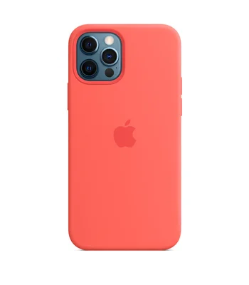 Чехол Silicone case (AAA) full with Magsafe and Animation для Apple iPhone 12 Pro Max (6.7") Оранжевый / Pink citrus