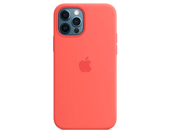 Чехол Silicone case (AAA) full with Magsafe and Animation для Apple iPhone 12 Pro Max (6.7") Оранжевый / Pink citrus