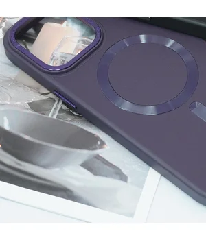 Шкіряний чохол Bonbon Leather Metal Style with MagSafe Apple iPhone 12 Pro Max (6.7") Фіолетовий / Dark Purple