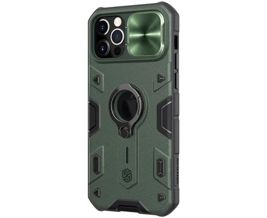TPU+PC чехол Nillkin CamShield Armor (шторка на камеру) для Apple iPhone 12 Pro Max (6.7") Зеленый