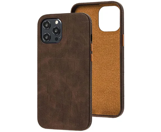 Кожаный чехол Croco Leather для Apple iPhone 12 Pro Max (6.7") Brown