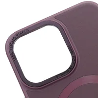 Кожаный чехол Bonbon Leather Metal Style with MagSafe для Apple iPhone 12 Pro Max (6.7") Бордовый / Plum