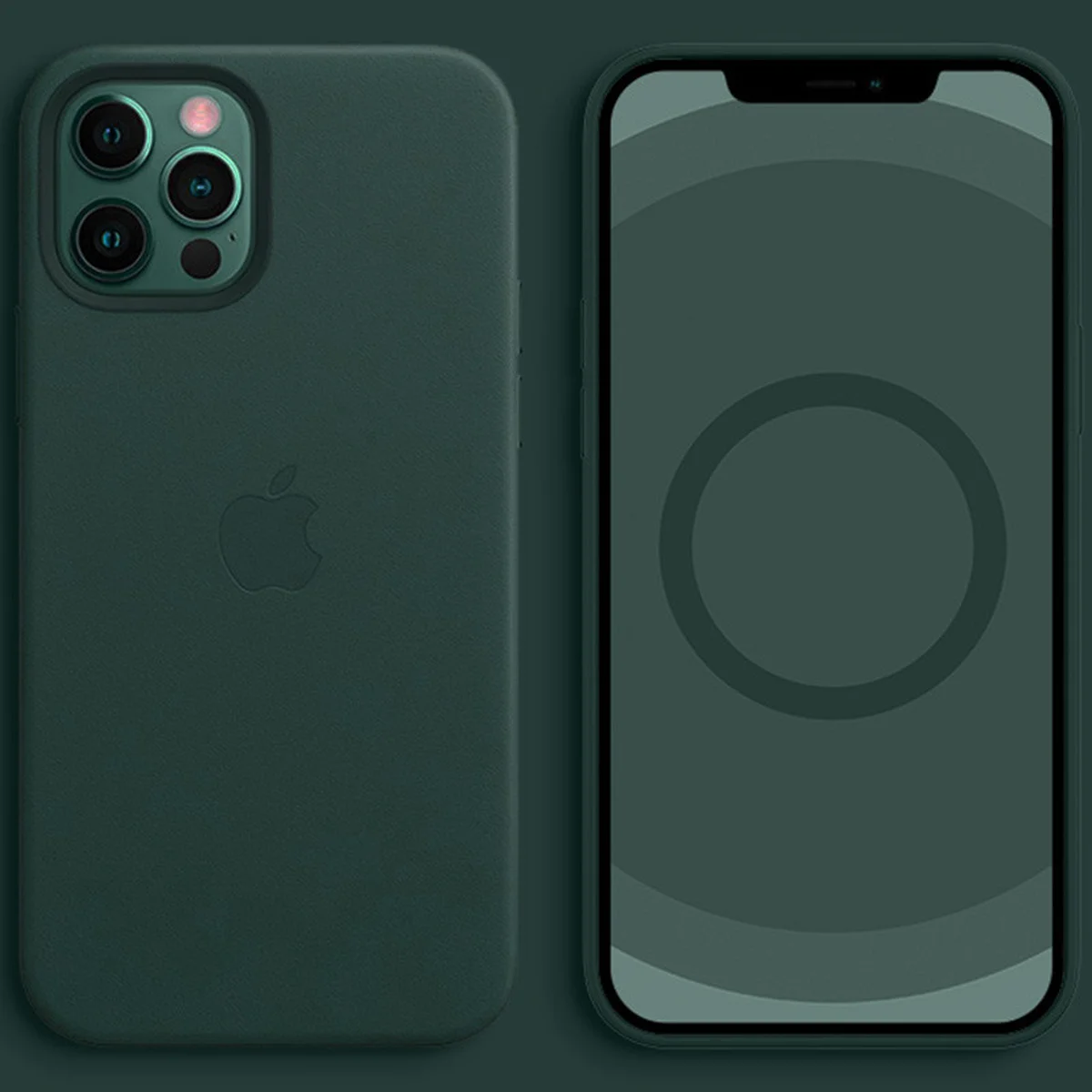 Шкіряний чохол Leather Case (AAA) з MagSafe and Animation для Apple iPhone 12 Pro Max (6.7") Dark Green