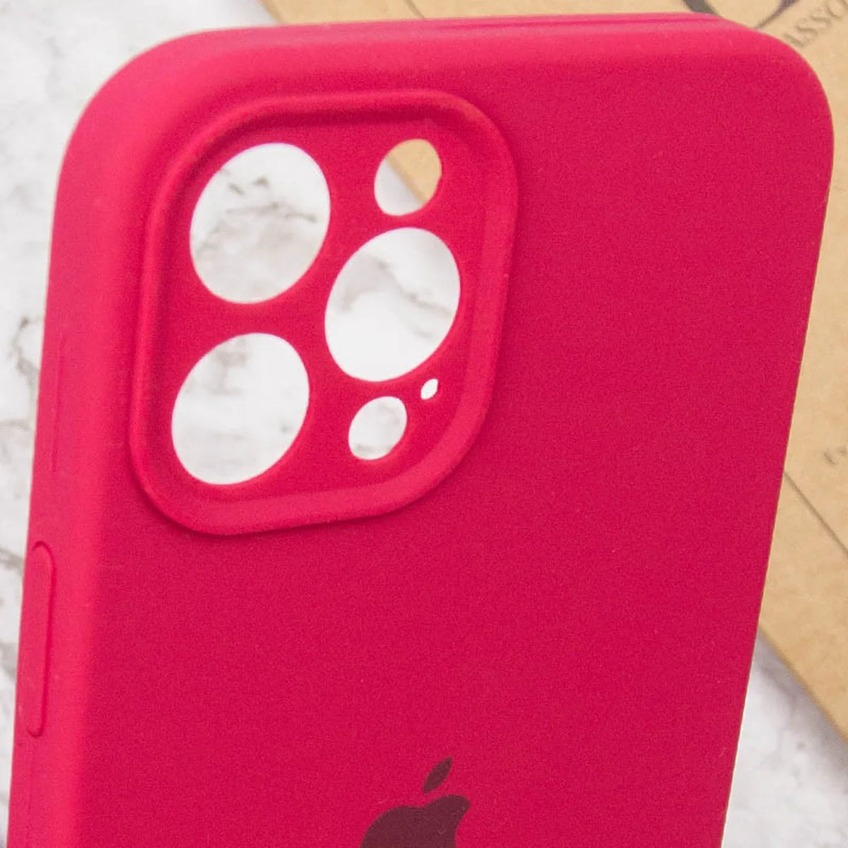 Чехол Silicone Case Full Camera Protective (AA) для Apple iPhone 12 Pro Max (6.7") Красный / Rose Red
