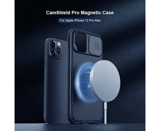 Карбоновая накладка Nillkin CamShield Pro Magnetic для Apple iPhone 12 Pro Max (6.7") Черный