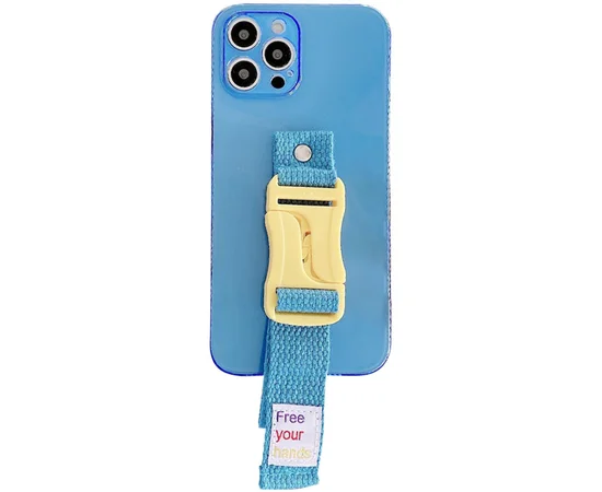 Чехол Handfree с цветным ремешком для Apple iPhone 12 Pro Max (6.7") Синий