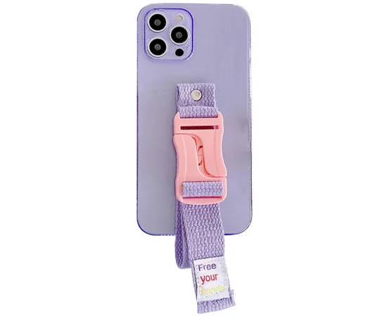 Чехол Handfree с цветным ремешком для Apple iPhone 12 Pro Max (6.7") Фиолетовый
