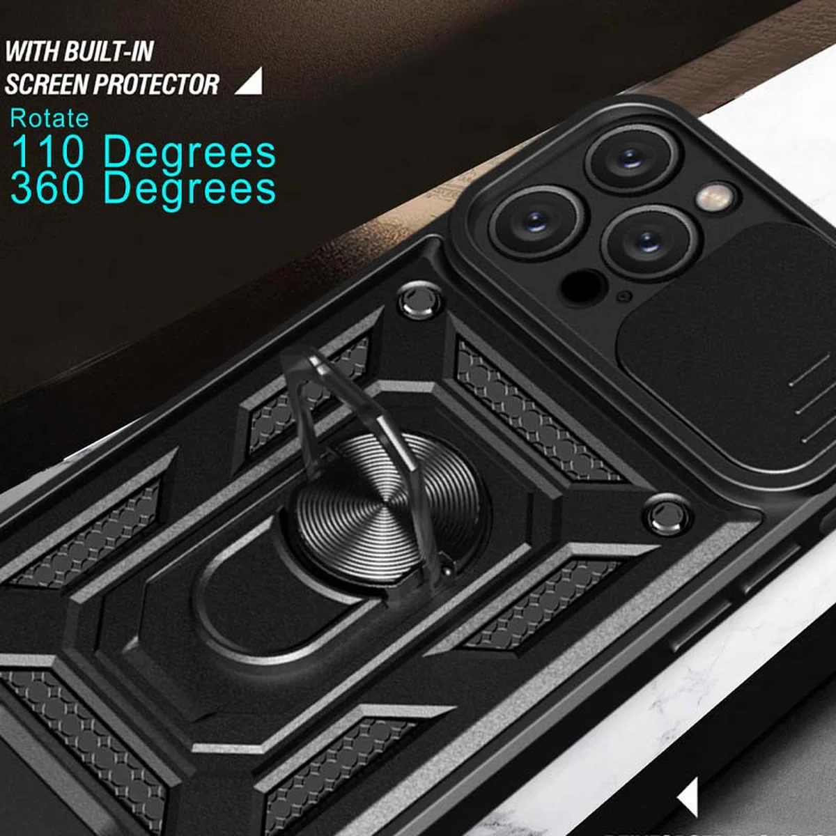 Ударопрочный чехол Camshield Serge Ring для Apple iPhone 12 Pro Max (6.7") Черный