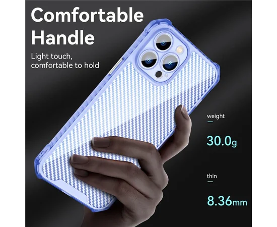 Чехол TPU Ease Carbon color series для Apple iPhone 12 Pro Max (6.7") Синий / Прозрачный