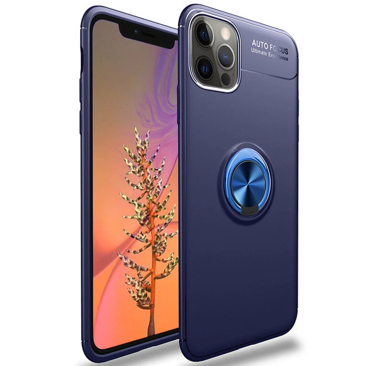 TPU чехол Deen ColorRing под магнитный держатель (opp) для Apple iPhone 12 Pro Max (6.7") Синий / Синий