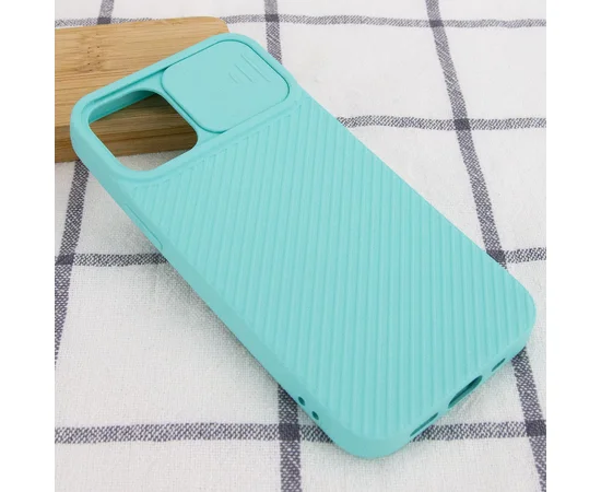 Чехол Camshield Square TPU со шторкой для камеры для Apple iPhone 12 Pro Max (6.7") Бирюзовый