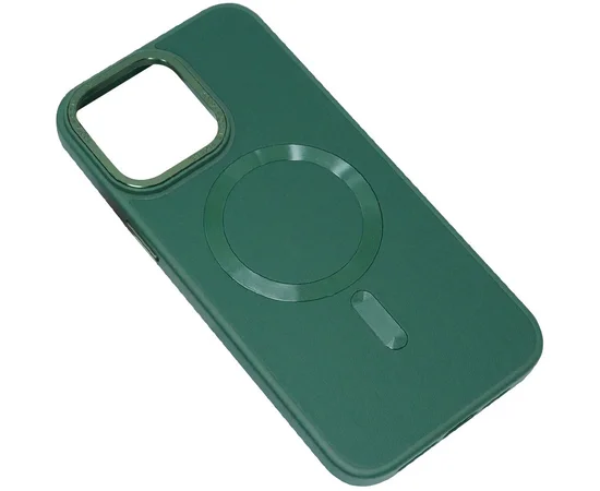 Кожаный чехол Bonbon Leather Metal Style with MagSafe для Apple iPhone 12 Pro Max (6.7") Зеленый / Pine green