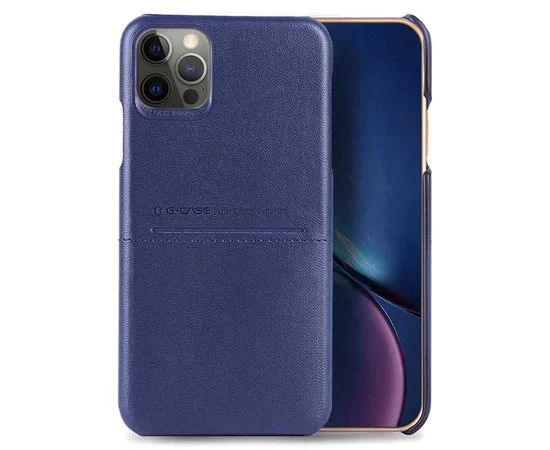 Кожаная накладка G-Case Cardcool Series для Apple iPhone 12 Pro Max (6.7") Синий