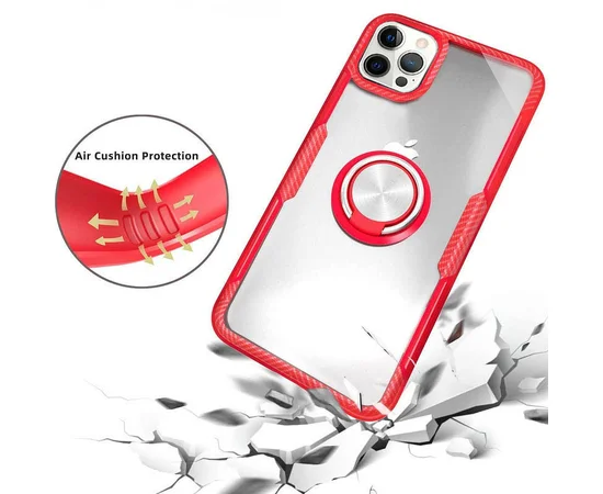 TPU+PC чехол Deen CrystalRing for Magnet (opp) для Apple iPhone 12 Pro Max (6.7") Бесцветный / Красный