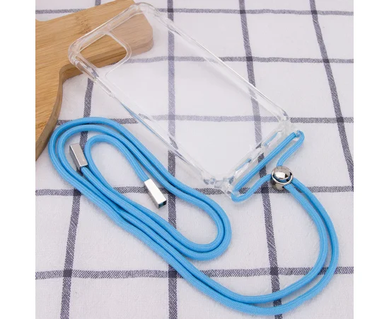 Чехол TPU Crossbody Transparent для Apple iPhone 12 Pro Max (6.7") Голубой