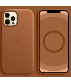 Кожаный чехол Leather Case (AAA) with MagSafe and Animation для Apple iPhone 12 Pro Max (6.7") Saddle Brown