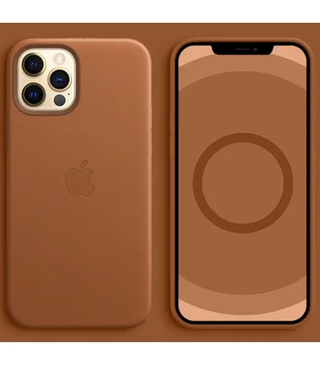 Шкіряний чохол Leather Case (AAA) з MagSafe and Animation для Apple iPhone 12 Pro Max (6.7") Saddle Brown