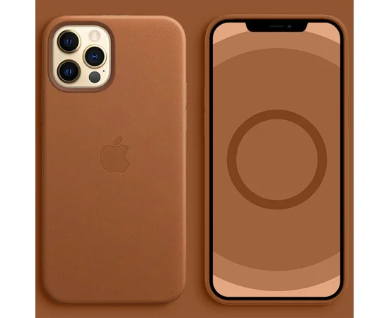 Кожаный чехол Leather Case (AAA) with MagSafe and Animation для Apple iPhone 12 Pro Max (6.7") Saddle Brown