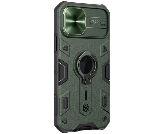 TPU+PC чехол Nillkin CamShield Armor (шторка на камеру) для Apple iPhone 12 Pro Max (6.7") Зеленый