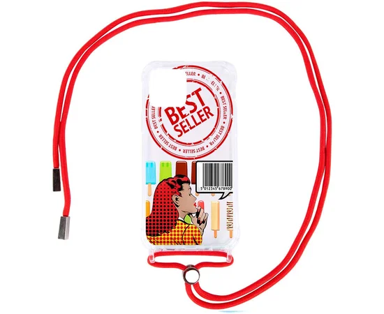 Чехол TPU Crossbody Street Style для Apple iPhone 12 Pro Max (6.7") Ice cream / Красный