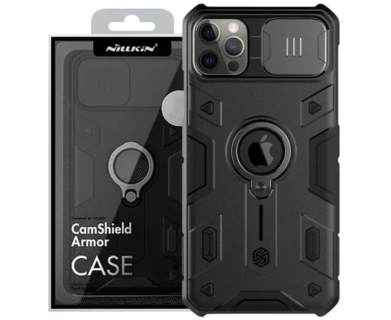 TPU + PC чохол Nillkin CamShield Armor (шторка на камеру) для Apple iPhone 12 Pro Max (6.7 ") Чорний