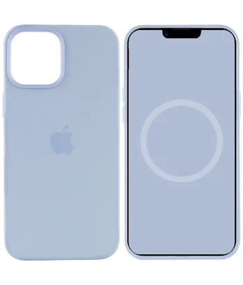 Чохол Silicone case (AAA) full with Magsafe and Animation для Apple iPhone 12 Pro Max (6.7 ") Блакитний / Cloud Blue