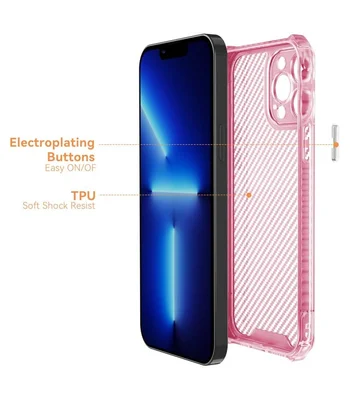 Чехол TPU Ease Carbon color series для Apple iPhone 12 Pro Max (6.7") Розовый / Прозрачный