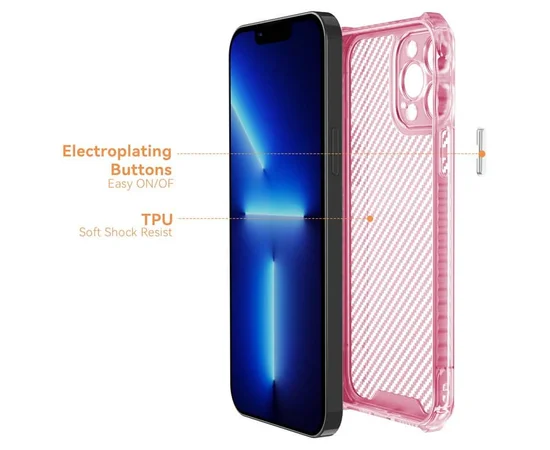 Чехол TPU Ease Carbon color series для Apple iPhone 12 Pro Max (6.7") Розовый / Прозрачный