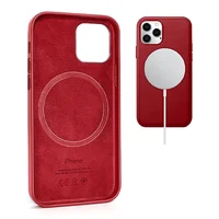 Кожаный чехол Leather Case (AAA) with MagSafe and Animation для Apple iPhone 12 Pro Max (6.7") Red