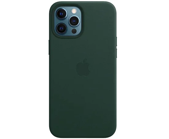 Кожаный чехол Leather Case (AAA) with MagSafe and Animation для Apple iPhone 12 Pro Max (6.7") Dark Green