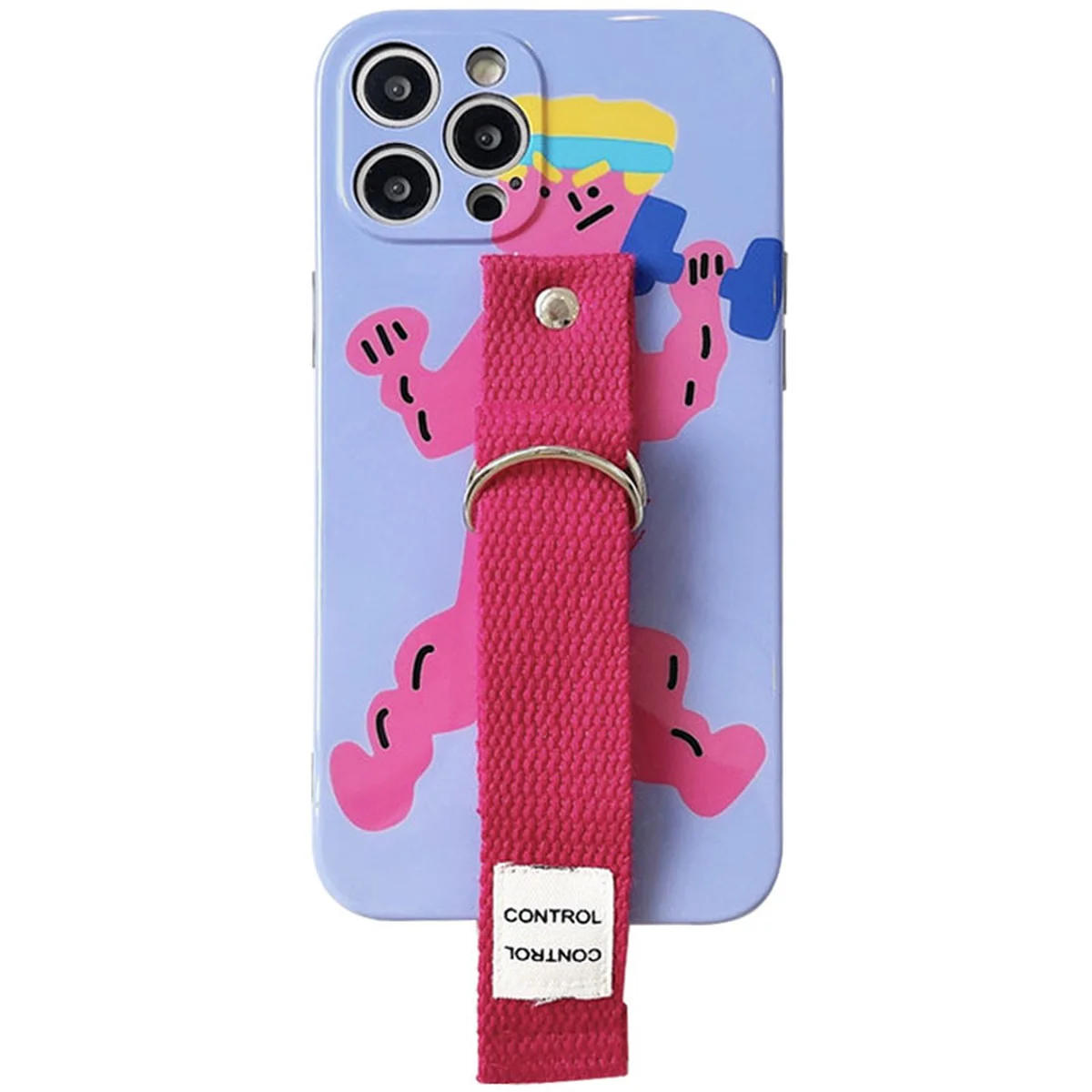 Чохол Funny Holder з кольоровим ремінцем для Apple iPhone 12 Pro Max (6.7") Фіолетовий / Малиновий