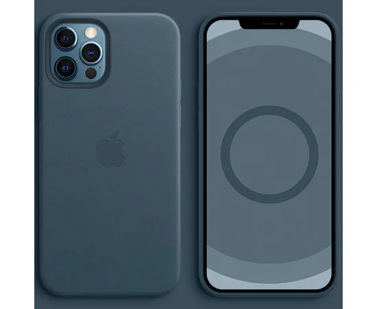 Кожаный чехол Leather Case (AAA) with MagSafe and Animation для Apple iPhone 12 Pro Max (6.7") Indigo Blue