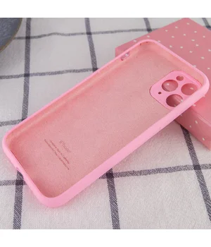 Чехол Silicone Case Full Camera Protective (AA) для Apple iPhone 12 Pro Max (6.7") Розовый / Light pink