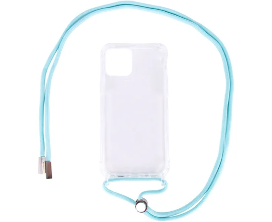 Чехол TPU Crossbody Transparent для Apple iPhone 12 Pro Max (6.7") Бирюзовый