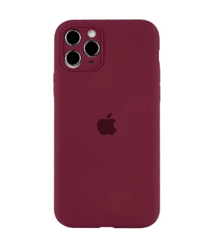 Чехол Silicone Case Full Camera Protective (AA) для Apple iPhone 12 Pro Max (6.7") Бордовый / Plum