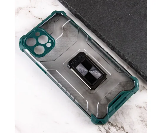 Ударопрочный чехол Transformer CrystalRing для Apple iPhone 12 Pro Max (6.7") Темно-зеленый