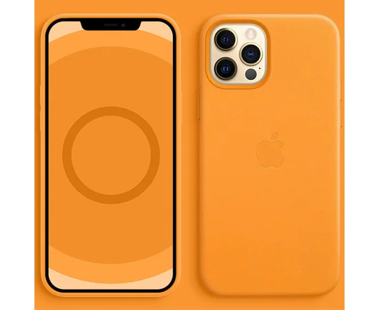 Кожаный чехол Leather Case (AAA) with MagSafe and Animation для Apple iPhone 12 Pro Max (6.7") California Poppy