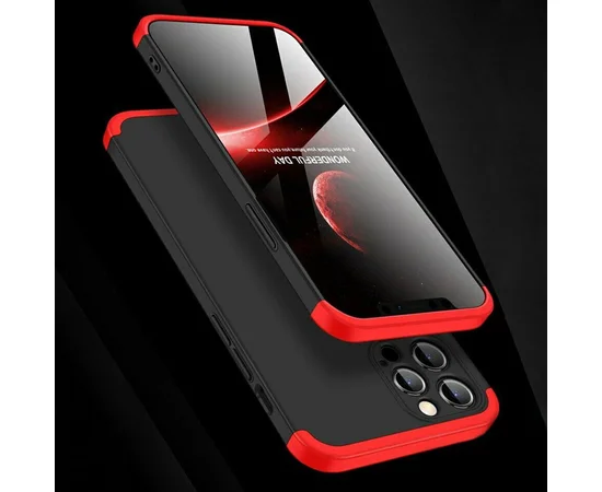 Пластиковая накладка GKK LikGus 360 градусов (opp) для Apple iPhone 12 Pro Max (6.7") Черный / Красный