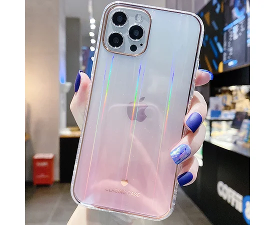 TPU+Glass чехол Aurora Classic для Apple iPhone 12 Pro Max (6.7") Розовый