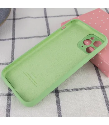 Чохол Silicone Case Full Camera Protective (AA) для Apple iPhone 12 Pro Max (6.7 ") М'ятний / Mint