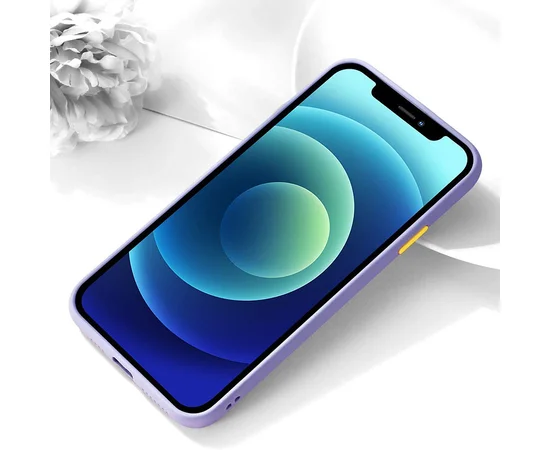 TPU+PC чехол Picture Color Buttons full camera для Apple iPhone 12 Pro Max (6.7") Lavender Grey / Цветы