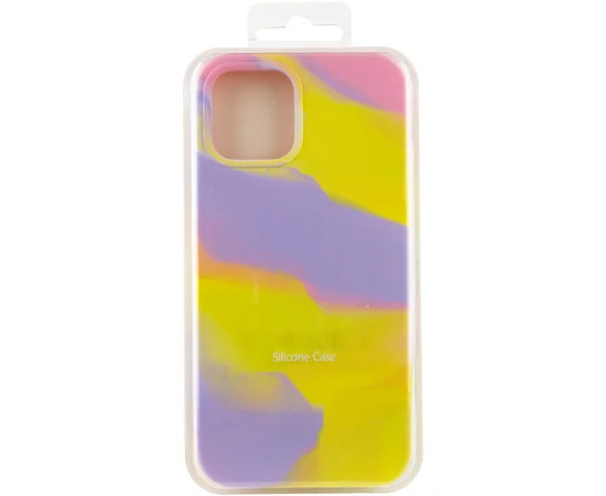 Чехол Silicone case full Aquarelle для Apple iPhone 12 Pro Max (6.7") Сиренево-желтый