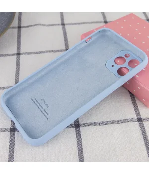 Чехол Silicone Case Full Camera Protective (AA) для Apple iPhone 12 Pro Max (6.7") Голубой / Lilac Blue